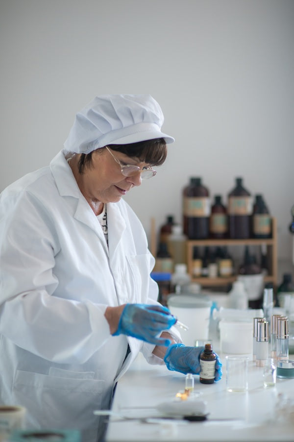 Klara in the laboratory of Bio-Mimetic Cosmetics