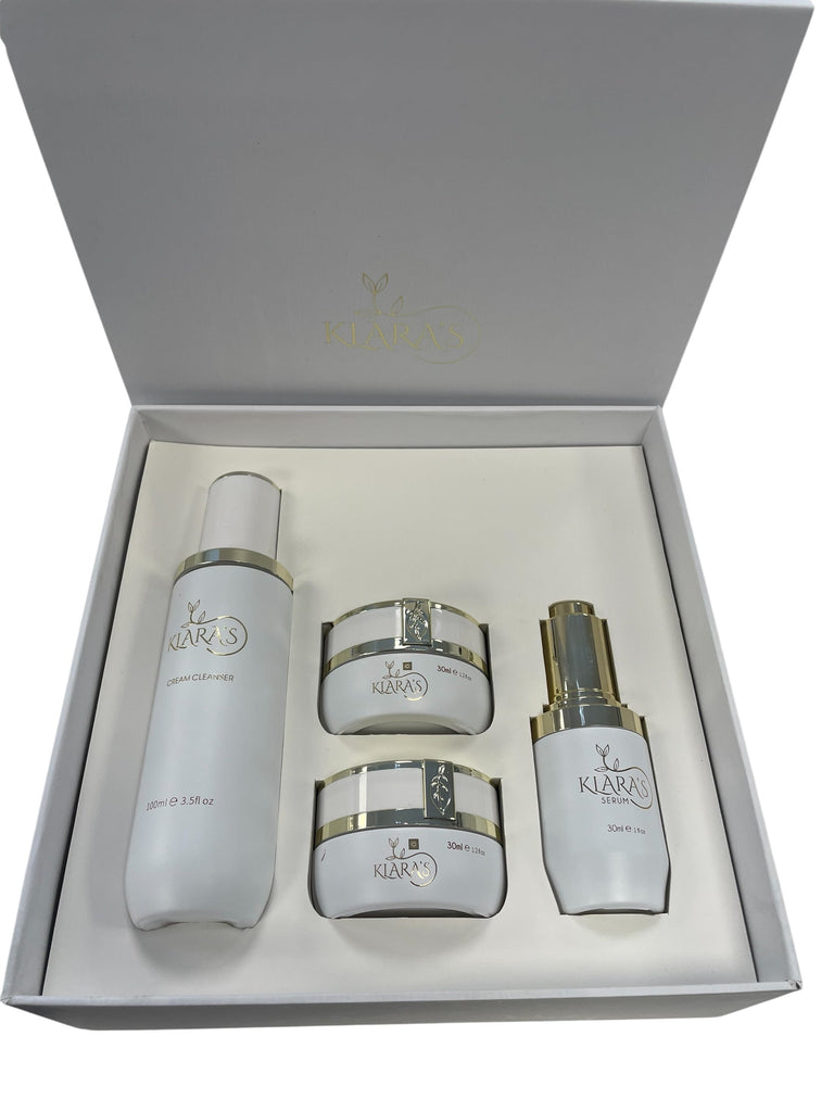 Klara’s Complete Facial Skincare Routine Set (4-Step System) – Cleanser, Day Cream, Night Cream & Peptide Serum in Glass Containers Bio-Mimetic Cosmetics